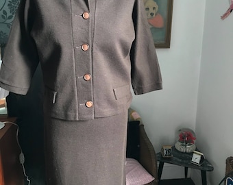 1960s Wool Jersey Two Piece Suit