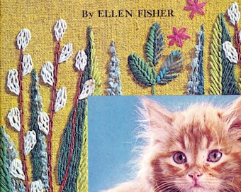 Big Golden Book Tell Me Cat crewel embroidery children