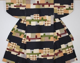 Japanese vintage silk katazome child kimono pattern of kasuri Geometric
