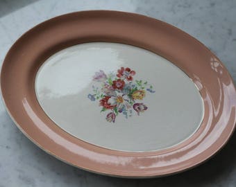 Peach-rimmed with gold small platter