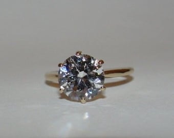 14 kt Gold CZ Cubic Zirconia Round Solitaire Ring