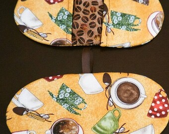 Fingertip Microwave Mitt - Microwave Mitts - Pot Pincher - Mini Mitt - Housewarming Gift - Stocking Stuffer - Coffee Themed