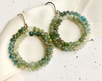 Aquamarine Earrings--Moss Aquamarine Earrings--Aquamarine Jewelry--Moss Aquamarine Jewelry