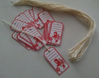 24 red ink Dorothy price tags gift tags or embellishments