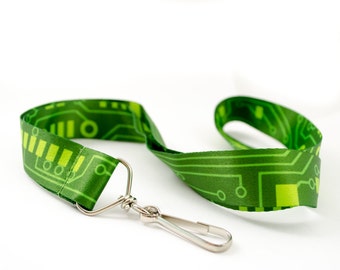 Green Circuit Board Lanyard, Circuit Board Keychain, Geek Gift, Wearable Technology Gift, Engineer Gift Stocking Stuffer, Nerd Lanyard