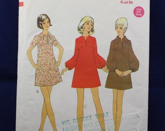 1960's Sewing Pattern for a Mini-Dress in Size 11 Junior Petite - Style 2637