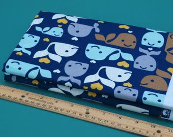 1/2 Yard Novelty Cotton Fabric Whales Allover