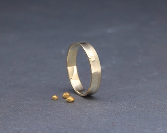 14k Gold Women's Wedding Ring | Handmade Solid 14K Gold Wedding Flat Band | Matte Gold Wedding Band | 3mm, 4mm, 5mm, 6mm, 7mm