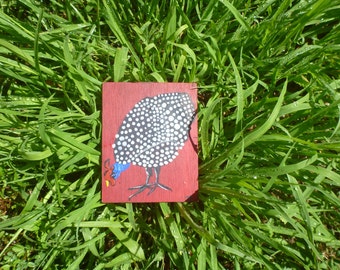 paintings on wood: Guinea fowl