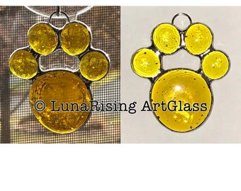 Yellow Paw Print Ornament Suncatcher **FREE Shipping in USA**