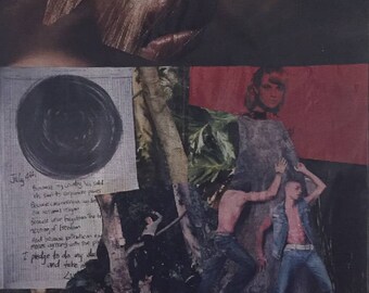 original collage art on stretched canvas