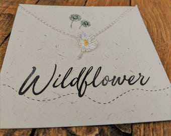 Wildflower Necklace// Sterling Silver// Daisy Necklace// Silver Flower Necklace