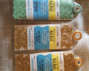 Vintage Unopened Rick Rack with Matching Thread