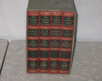 Set of 4 vintage hardcover books The Worlds Great Thinkers philosophy 1947 Random House Oscar Ogg