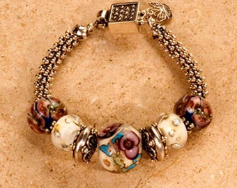 Beaded bracelet, Lampwork glass beads,