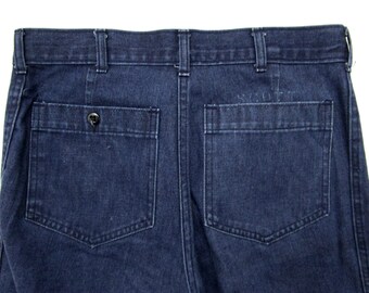 Vintage Swaby's Bellbottom Jeans ~ 28 x 30.5 ~ US Navy STENCILED NAMED usn