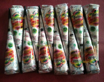 16 White Henna Cones Temporary Tattoo Design Golecha Body Art Herbal Henna Ink DIY.
