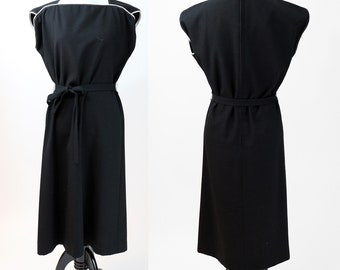 Vintage 1980's Simple Black Toni Todd Dress / Size S-M / Small-Medium