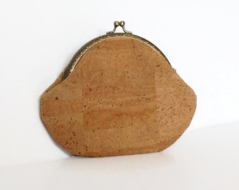 Cork Clutch Purse / Eco Friendly Purse / Metal Frame Cork Wallet / Gift Idea
