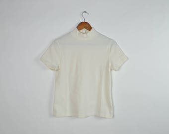 Vintage White Mock Turtleneck Tee