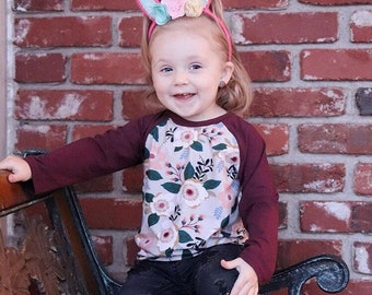 Super Soft Floral Raglan Top Ready to Ship Sz 2