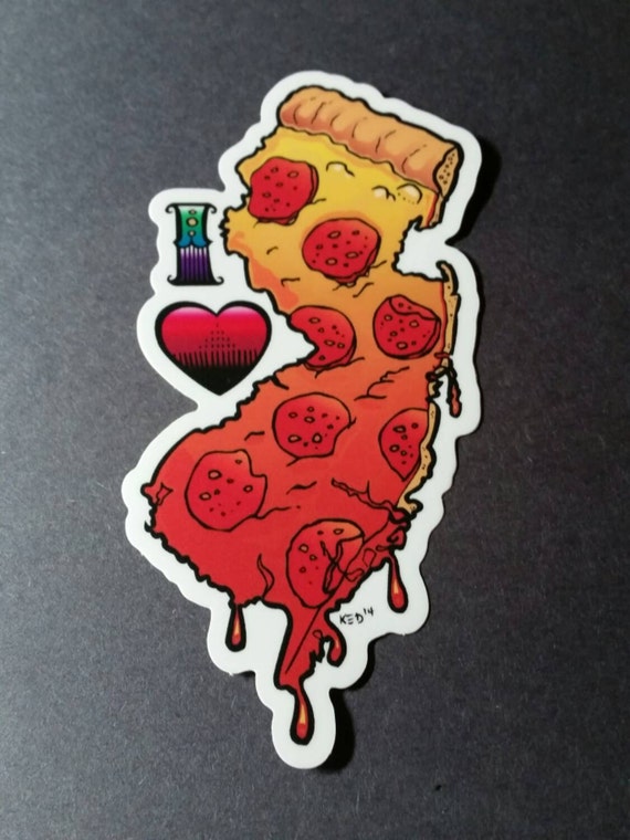 I Love New Jersey Pizza VINYL STICKER by brutalsquid I Heart