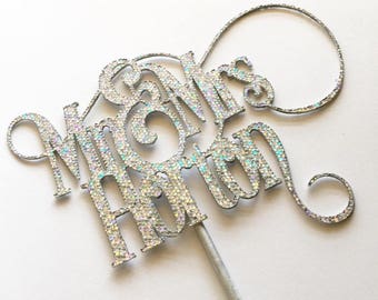 Mr. & Mrs. Name Fancy Wedding Cake Topper