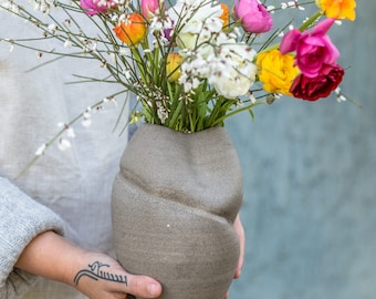 Gray Pottery Vase Gray Ceramic Vase Handmade Modern Vase Gray Flower Vase Ceramic Flower Vase Modern Pottery Vase Freshpottery Gray Vase