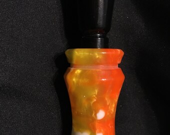 Flo yellow and blaze orange duck call