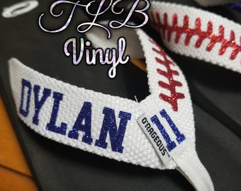 Glitter Baseball/Softball flip flops- READ DESCRIPTION