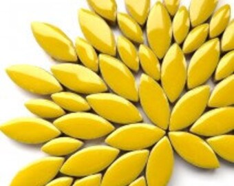 Petal Ceramic Mosaic Tiles - Citrus Yellow - 50g