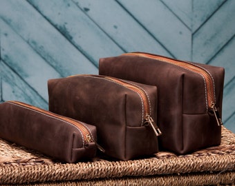 Leather Dopp Kit, Custom Groomsmen Gift, Leather Shaving Kit, Leather Toiletry Bag, Mens Toiletry Bag, Wedding Gifts, Birthday Gift Rachiba