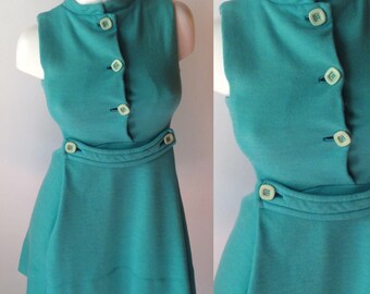60s Youth Guild Teal Vintage Mod Dress