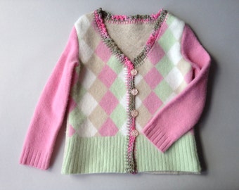 One of a Kind Repurposed Wool Child's Sweater Size 5