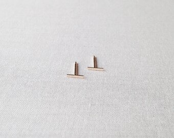 14k Solid Gold Bar Earrings - 14k Gold Bar Earrings - Bar Earrings Gold - Bar Earrings - Bar Stud Earrings - Tiny Gold Bar Earrings