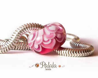 Big hole Lampwork Glass Bead, euro style bead, European charm bead, Valentine's charm bead, Heart charm bead