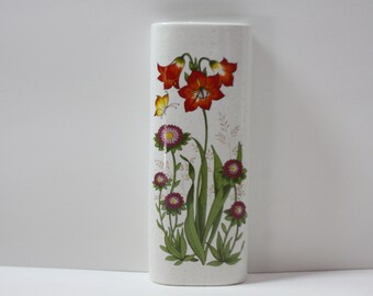Vintage Takahashi Floral Wall Pocket, Wall Vase, Botanical Flowers, Wall Decor, Red, Purple, Butterfly