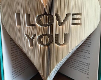 Folded Book Art Pattern Heart Pattern I LoVe You Boyfriend Gift Unique Gift Valentine Pattern