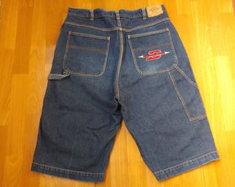 Dickies shorts, carpenter baggy jeans denim shorts of 90s hip-hop clothing old-school, vintage, OG size W 36