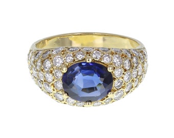 Sapphire and Diamond Bombé Style Ring