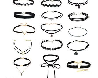 15 pieces gothic necklace, gothic jewelry, victorian necklace, black necklace, necklace, gothic, necklace gift, women necklace, alternative
