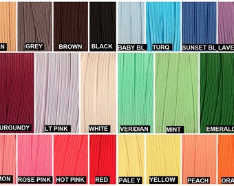 Skinny Elastic 1/4", Thin Elastic Wholesale for Headbands, 1/4" Skinny Elastic By the Yard or 5 Yards 31 Colors