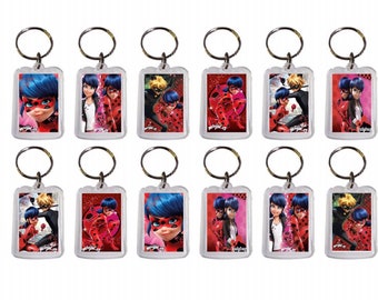 Miraculous ladybug party favor Keychains
