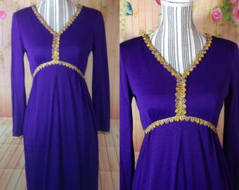 Gorgeous Regal Purple Gown with Beaded Embellishments