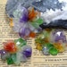 Carved Rainbow Jade Pendant, Green purple red yellow Flower Jade Pendant Link, charm jade fitting Amulet Talisman Necklace Pendant Jewerly
