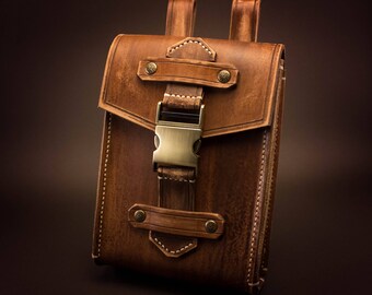 Leather belt bag / pouch / utility pouch, distressed, handmade, hand stiched