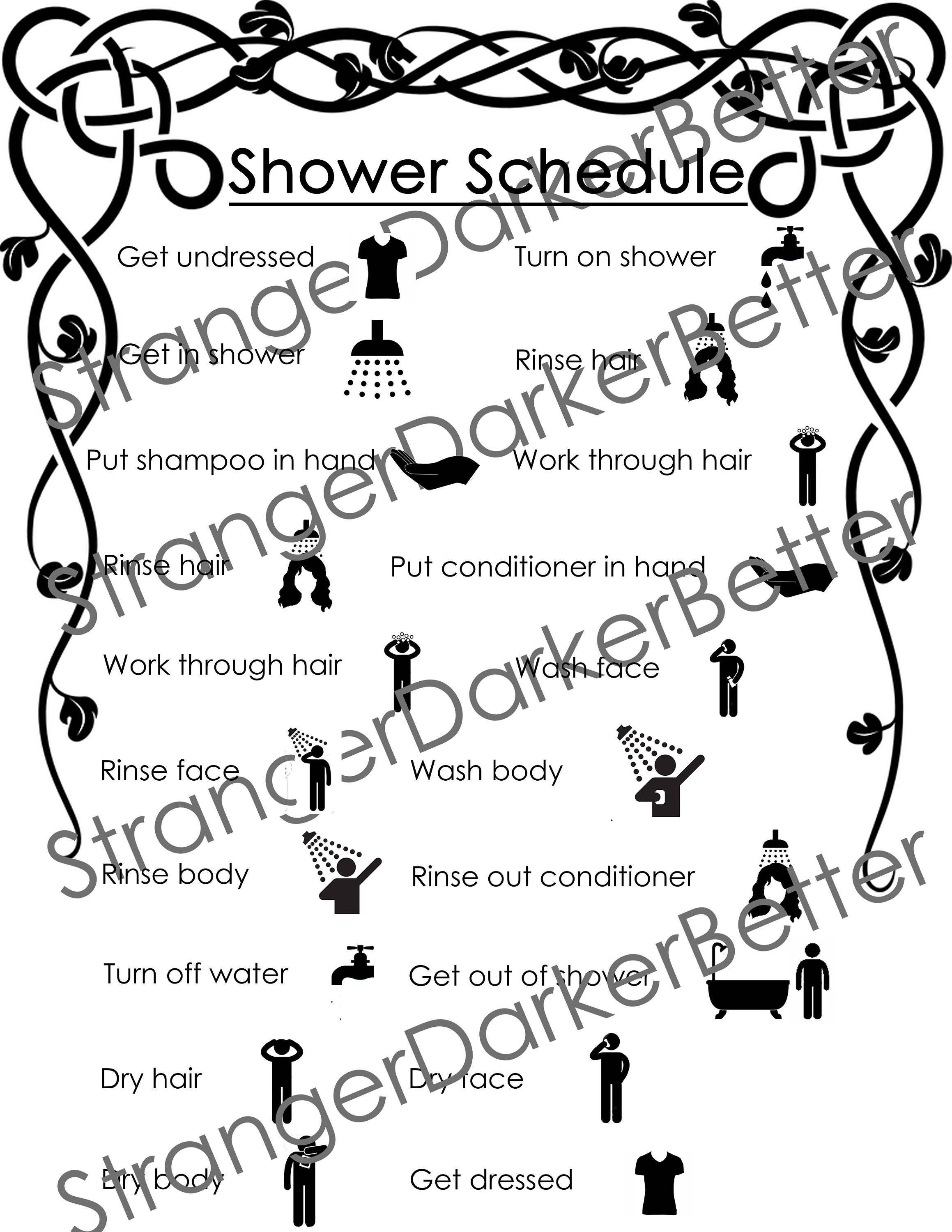 Free Printable Shower Visual Schedule Printable World Holiday