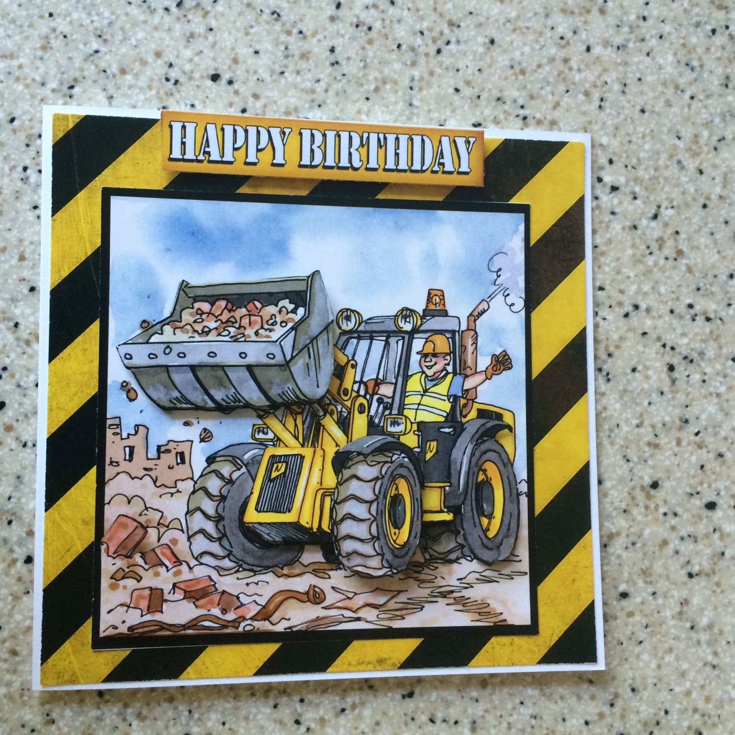 Handgemachte Geburtstag 3D Servietten Bagger LKW JCB Fahrer