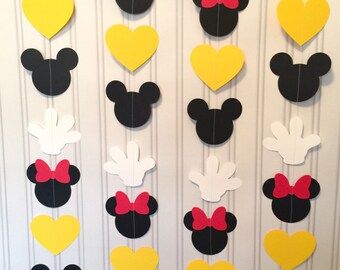Mickey and Minnie Garlands set of 4 or 8 VERTICAL, Mickey Mouse and Minnie Mouse Birthday garland, Mickey mouse and Minnie Mouse party decor