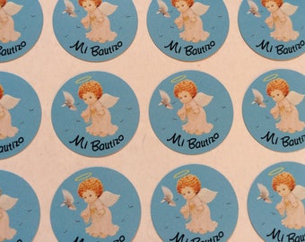 Mi Bautizo Stickers for Boys, 100 PCS, Mi bautizo party favors, Mi Bautizo envelopes seals, Boy Mi Bautizo paper stickers.